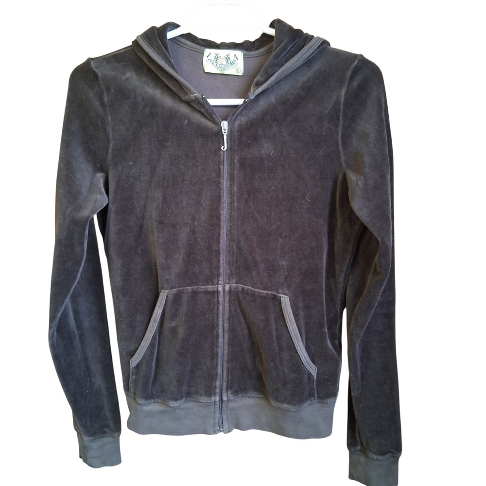 Y2K Juicy Couture Brown Velour Full Zip Track Jacket M/L EUC